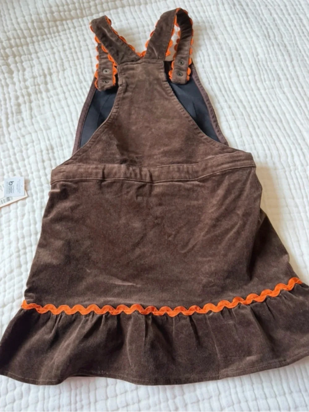Gymboree Turkey Thanksgiving Overalls Brown Corduroy & Orange  Girl Dress Size 5